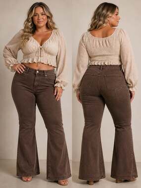 LOFT Outlet High Rise Flare Brown Corduroy Pants Size 12
M90
